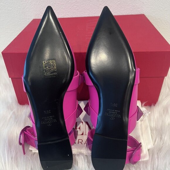 Valentino Garavani Roman Stud Ankle Strap Mule Vlogo Rockstud Cage Flat 36.5/ 38 - Picture 11 of 12